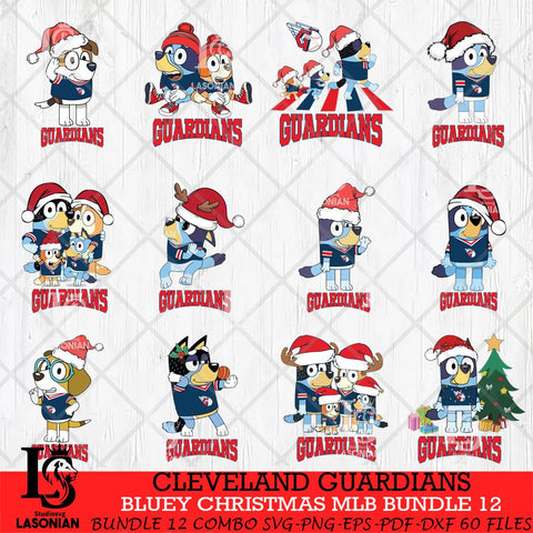 Cleveland Guardians Bluey Christmas MLB Bundle 12 file Cricut , Bluey Cricut , Christmas Svg , Bluey svg , Digital Download, dxf eps png pdf file