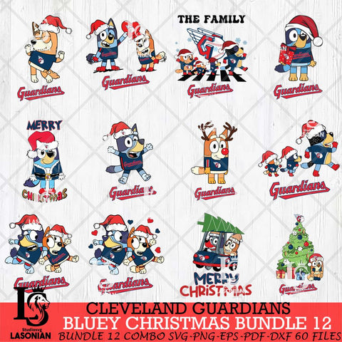 Cleveland Guardians Bluey Happy Christmas Bundle 12 Svg Eps Dxf Png File, Digital Download