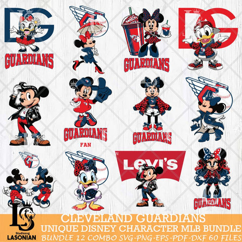 Cleveland Guardians Disney character MLB Bundle 12 Svg Eps Dxf Png File, Digital Download, Instant Download