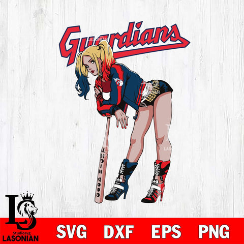 Cleveland Guardians Fan Girl Harley Quinn MLB Svg Eps Dxf Png File, Digital Download, Instant Download