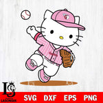Cleveland Guardians Hello Kitty pink Throws the baseball SVG DXF EPS PNG FILE, MLB File Cut,Hello Kitty Digital Download,Instant Download, Silhouette