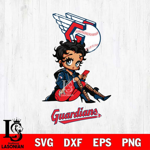 Cleveland Guardians Style Black Fan Girl Betty Boop