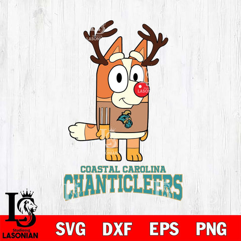 Coastal Carolina Chanticleers Bluey Chilli Christmas Deer Svg Eps Dxf Png File, Digital Download