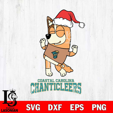 Coastal Carolina Chanticleers Bluey Chilli Happy Christmas Svg Eps Dxf Png File, Digital Download