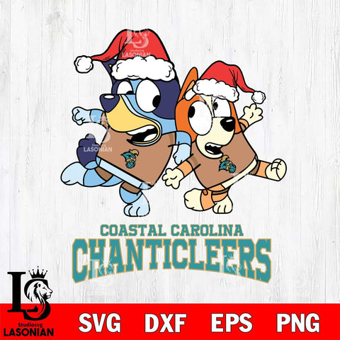 Coastal Carolina Chanticleers Bluey Christmas Holiday Svg Eps Dxf Png File, Digital Download