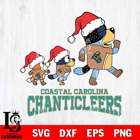 Coastal Carolina Chanticleers Bluey Family Christmas Svg Eps Dxf Png File, Digital Download
