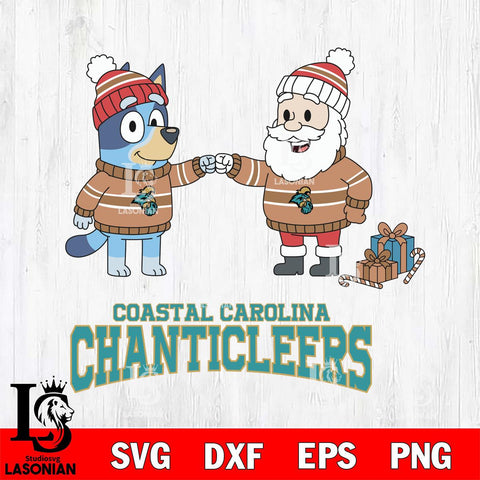 Coastal Carolina Chanticleers Bluey With Satan Christmas File Cut, NCAA SVG DXF EPS PNG FILE, Digital Download,Instant Download, Silhouette