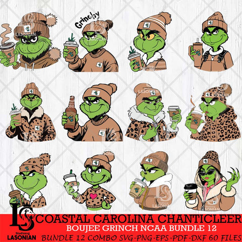 Coastal Carolina Chanticleers Boujee Grinch NCAA Bundle 12 SVG Eps Dxf Png File, Digital Download, Instant Download