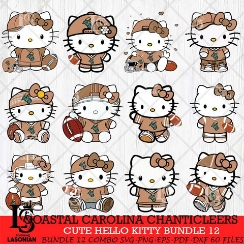 Coastal Carolina Chanticleers Cute Hello Kitty Bundle 12 SVG Eps Dxf Png File, NCAA Bundle svg, Digital Download, Instant Download
