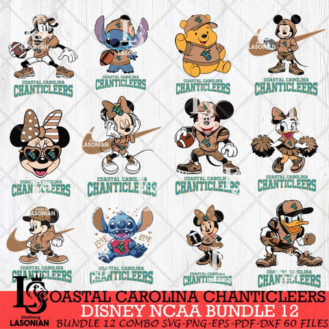 Coastal Carolina Chanticleers Disney NCAA Bundle Svg PNG 12 Svg Eps Dxf Png File, Digital Download