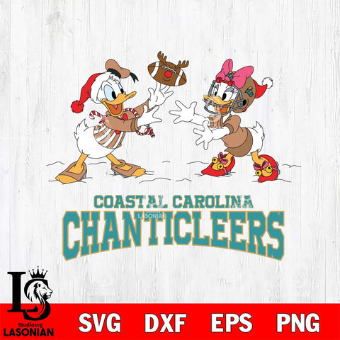 Coastal Carolina Chanticleers Donald Duck & Daisy Duck Football Cricut,Christmas SVG DXF EPS PNG FILE, NCAA Digital Download,Instant Download, Silhouette