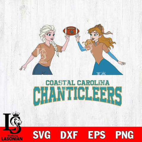 Coastal Carolina Chanticleers Elsa & Anna Football Cricut,Christmas SVG DXF EPS PNG FILE, NCAA Digital Download,Instant Download, Silhouette