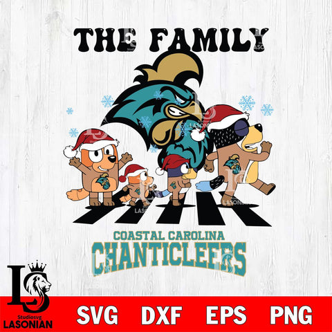 Coastal Carolina Chanticleers Family Bluey Christmas Svg Eps Dxf Png File, Digital Download
