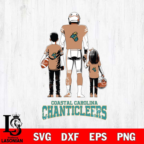 Coastal Carolina Chanticleers Father And Child Football SVG DXF EPS PNG FILE,NCAA SVG, Father day Digital Download,Instant Download, Silhouette
