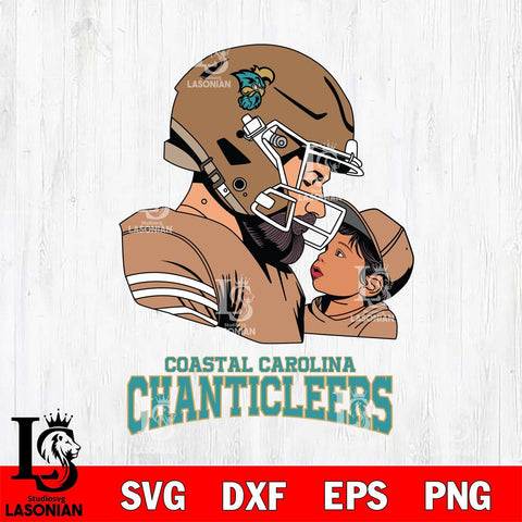 Coastal Carolina Chanticleers Father And Child Rugby SVG DXF EPS PNG FILE,NCAA SVG, Father day Digital Download,Instant Download, Silhouette