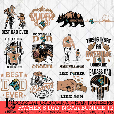 Coastal Carolina Chanticleers Fathers Day NCAA Bundle 12 Svg Eps Dxf Png File, Digital Download, Instant Download