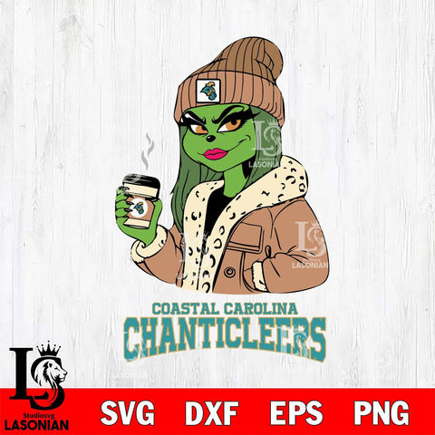 Coastal Carolina Chanticleers Girls Grinch Bougie Svg Eps Dxf Png File, Digital Download, Instant Download