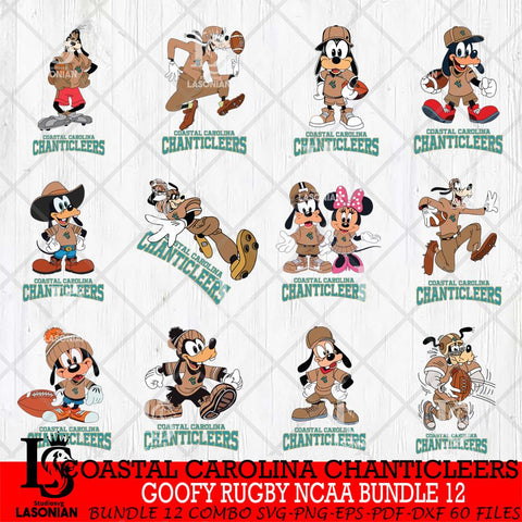 Coastal Carolina Chanticleers Goofy Rugby Disney NCAA Bundle 12 SVG DXF EPS PNG FILE,NCAA bundle svg ,Football Digital Download,Instant Download, Silhouette
