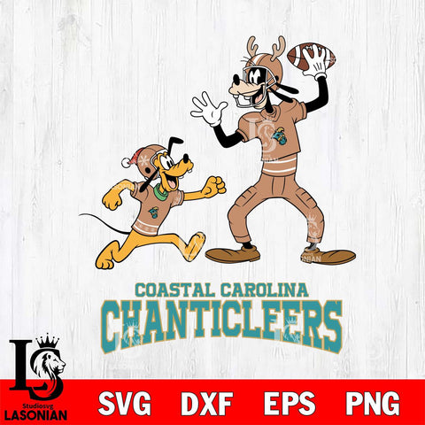 Coastal Carolina Chanticleers Goofy & Pluto Football Cricut,Christmas SVG DXF EPS PNG FILE, NCAA Digital Download,Instant Download, Silhouette