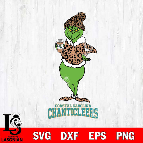 Coastal Carolina Chanticleers Grinch Leopard Coffee Svg Eps Dxf Png File, Digital Download, Instant Download