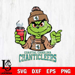 Coastal Carolina Chanticleers Grinch with coffee Svg Eps Dxf Png File, Digital Download, Instant Download
