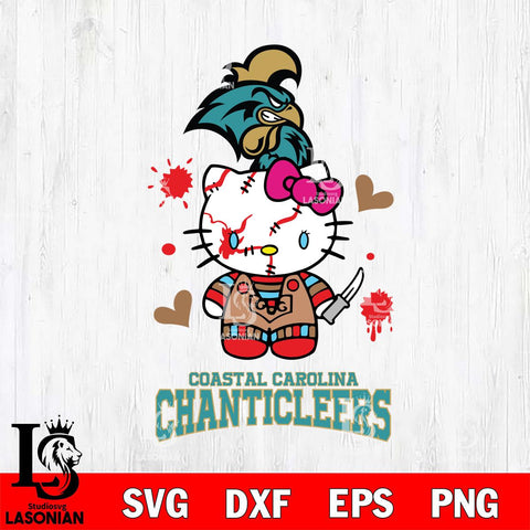 Coastal Carolina Chanticleers Hello Kitty Horror 2 Svg Eps Dxf Png File, Digital Download
