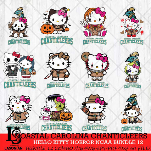 Coastal Carolina Chanticleers Hello Kitty Horror NCAA Bundle 12 SVG Svg Eps Dxf Png File, Digital Download