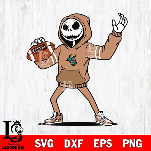 Coastal Carolina Chanticleers Jack Skellington Football Christmas File Cut, NCAA SVG DXF EPS PNG FILE, Digital Download , Criucut , Silhouette