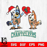 Coastal Carolina Chanticleers Love Bluey Christmas Svg Eps Dxf Png File, Digital Download