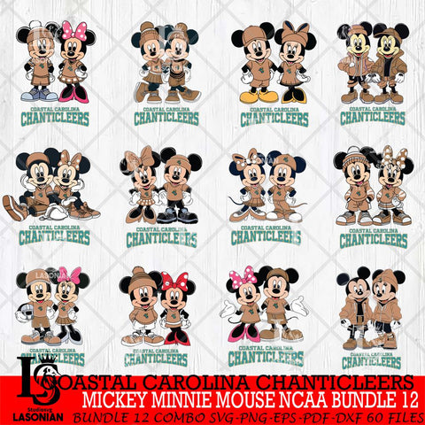 Coastal Carolina Chanticleers Mickey Minnie Mouse NCAA Bundle 12 Svg Eps Dxf Png File, Bundle NCAA svg , File Cut , Digital Download , Instant Download, Cut Svg Files
