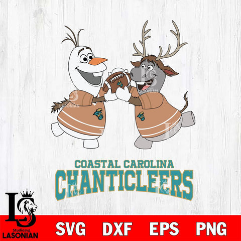 Coastal Carolina Chanticleers Olaf & Sven Football Cricut,Christmas SVG DXF EPS PNG FILE, NCAA Digital Download,Instant Download, Silhouette