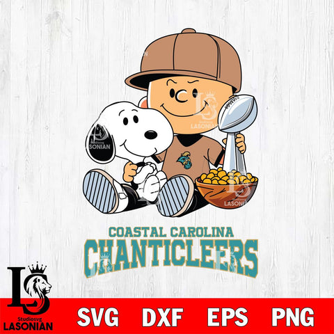 Coastal Carolina Chanticleers Peanuts Snoopy Champion football SVG DXF EPS PNG FILE,Snoopy File Cut, NCAA Digital Download,Instant Download,Christmas Silhouette