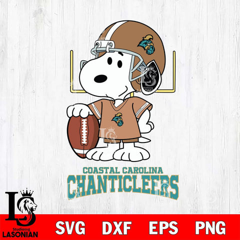Coastal Carolina Chanticleers Snoopy Player Football SVG DXF EPS PNG FILE,Snoopy File Cut, NCAA Digital Download,Instant Download,Christmas Silhouette