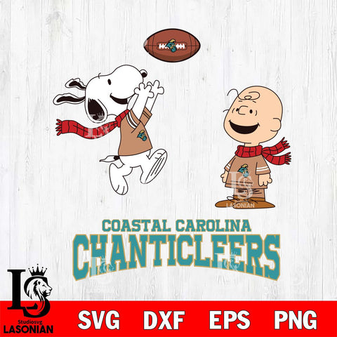 Coastal Carolina Chanticleers Snoopy & Charlie Brown Football Cricut,Christmas SVG DXF EPS PNG FILE, NCAA Digital Download,Instant Download, Silhouette