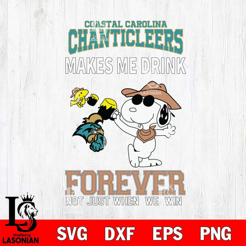 Coastal Carolina Chanticleers Snoopy makes me drink forever SVG DXF EPS PNG FILE,Snoopy File Cut, NCAA Digital Download,Instant Download,Christmas Silhouette