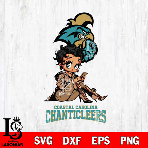 Coastal Carolina Chanticleers Style Black Fan Girl Betty Boop, Svg Eps Dxf Png File, Digital Download