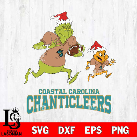 Coastal Carolina Chanticleers The Grinch & Max Football Cricut,Christmas SVG DXF EPS PNG FILE, NCAA Digital Download,Instant Download, Silhouette