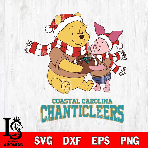 Coastal Carolina Chanticleers Winnie the Pooh & Piglet Football Cricut,Christmas SVG DXF EPS PNG FILE, NCAA Digital Download,Instant Download, Silhouette