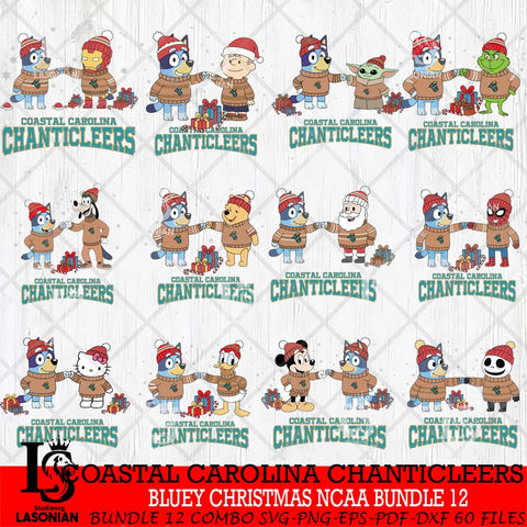 Coastal Carolina Chanticleers  Bluey friends christmas NCAA Bundle File Cut,Bundle NCAA SVG DXF EPS PNG FILE, Digital Download,Instant Download, Silhouette