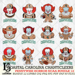 Coastal Carolina Chanticleers  Pennywise Horror NCAA Bundle 12 SVG Svg Eps Dxf Png File, Digital Download