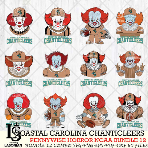 Coastal Carolina Chanticleers  Pennywise Horror NCAA Bundle 12 SVG Svg Eps Dxf Png File, Digital Download