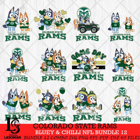Colorado State Rams Bluey & Bingo Bundle 12 SVG Svg Eps Dxf Png File, Bundle NCAA svg, Digital Download, Instant Download