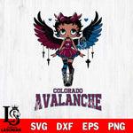 Colorado Avalanche Anglel Black Fan Girl Betty Boop, Svg Eps Dxf Png File, Digital Download