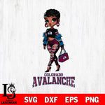 Colorado Avalanche Beautiful Black Fan Girl, Svg Eps Dxf Png File, Digital Download