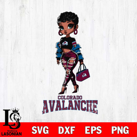Colorado Avalanche Beautiful Black Fan Girl, Svg Eps Dxf Png File, Digital Download