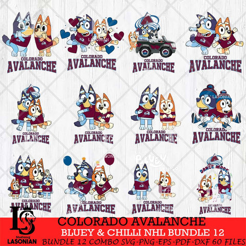Colorado Avalanche Bluey & Bingo NHL Bundle 12 SVG Svg Eps Dxf Png File, Bundle NHL svg, Digital Download, Instant Download