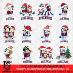 Colorado Avalanche Bluey Christmas NHL Bundle 12 Cricut , Christmas Svg , Bluey svg , Digital Download, dxf eps png pdf file