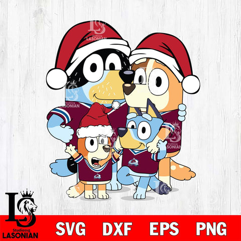 Colorado Avalanche Bluey Family Christmas Svg Eps Dxf Png File, Digital Download, Instant Download