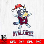 Colorado Avalanche Bluey Happy Christmas Svg Eps Dxf Png File, Digital Download