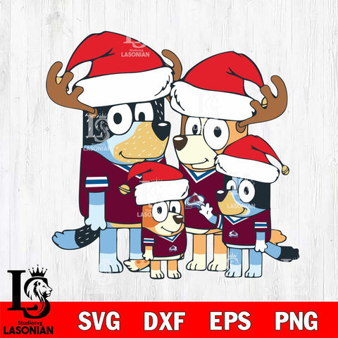 Colorado Avalanche Bluey Santa Family Svg Eps Dxf Png File, Digital Download, Instant Download